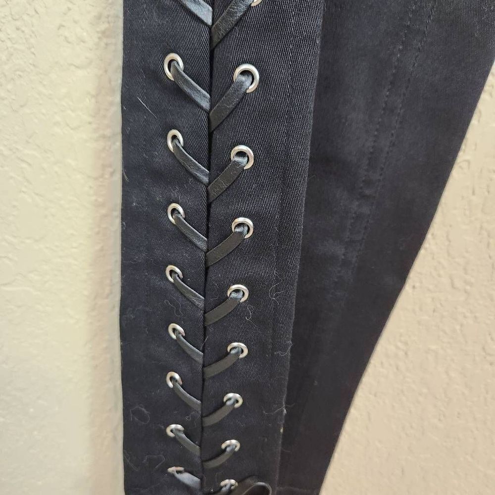 Christine Phillipe Vintage Black Pants Side Faux Leather Lace Up Size 8 (7257) - Picture 3 of 5